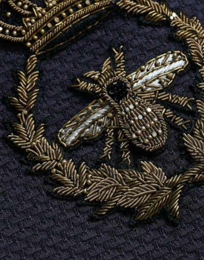 Dolce & Gabbana Dunkelblauer Crown Bee Zweireiher-Blazer