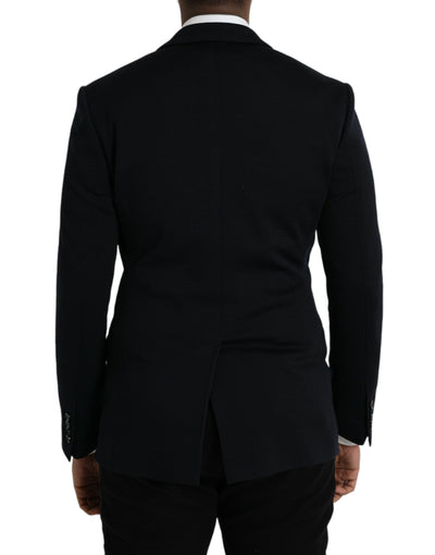 Dolce & Gabbana Schwarzer Wollmantel einreihig mit Kerbe Blazer