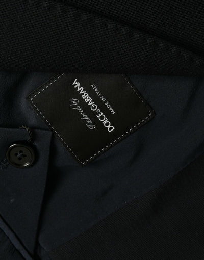 Dolce & Gabbana Schwarzer Wollmantel einreihig mit Kerbe Blazer