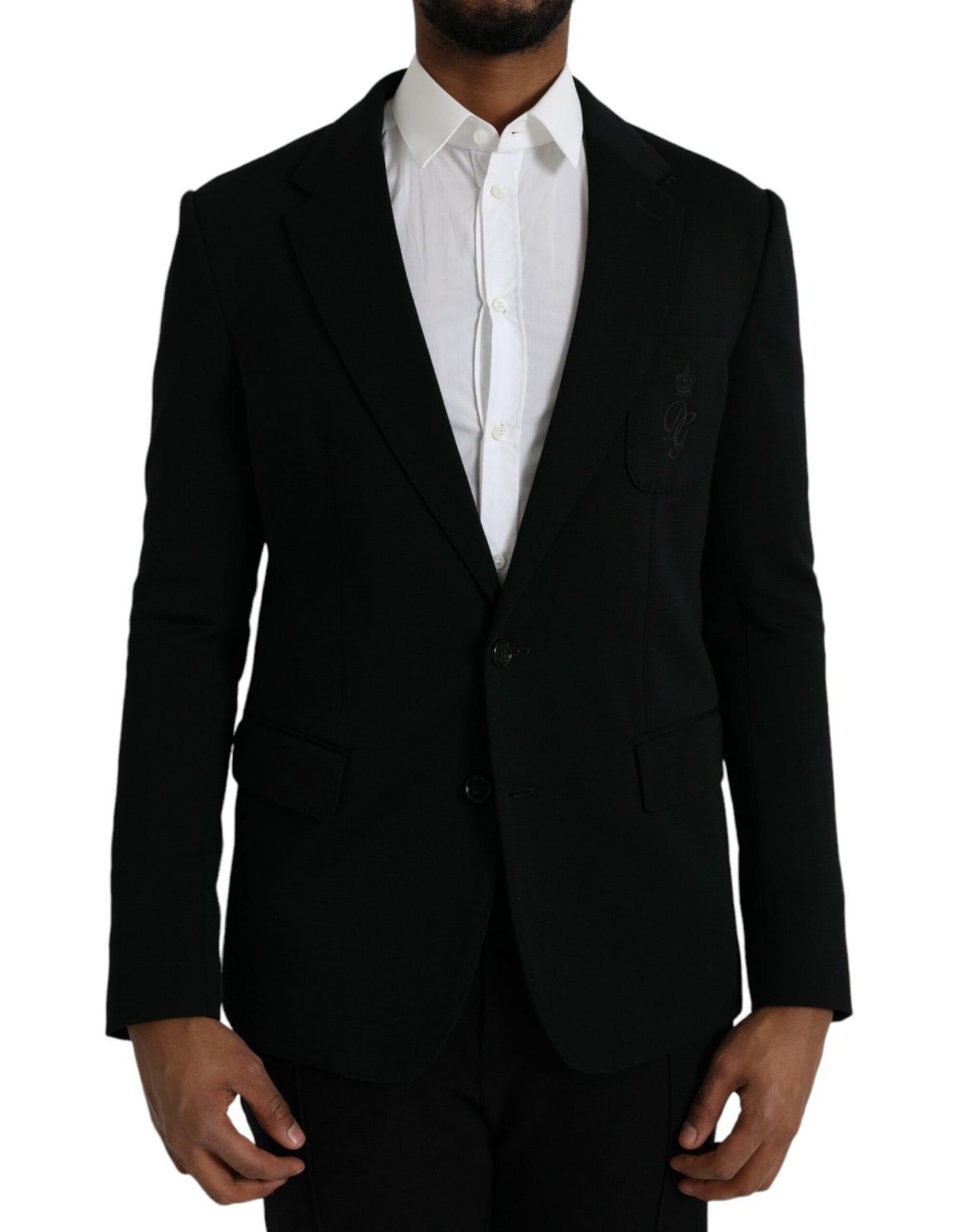 Dolce & Gabbana Schwarzer Wollmantel einreihig mit Kerbe Blazer