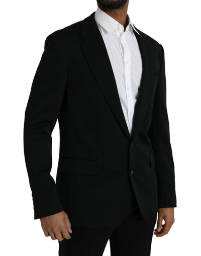 Dolce & Gabbana Schwarzer einreihiger Wollmantel Blazer