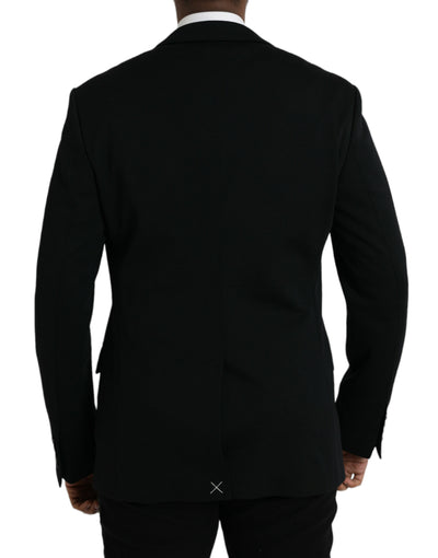 Dolce & Gabbana Schwarzer einreihiger Wollmantel Blazer