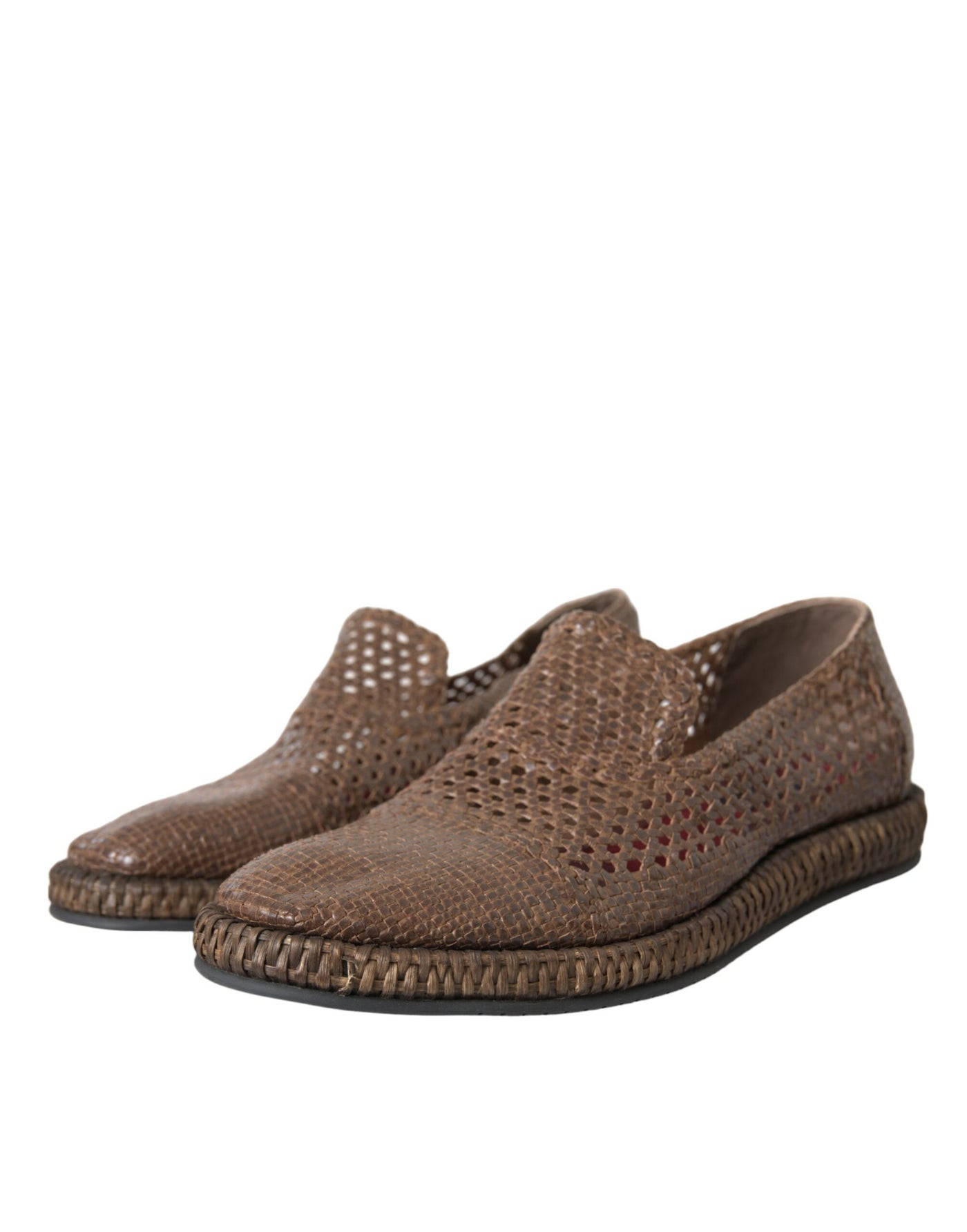 Dolce & Gabbana Braun gewebtes Leder Loafers Freizeitschuhe