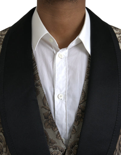 Dolce & Gabbana Brauner Floral Jacquard Formal 3 Stück Anzug