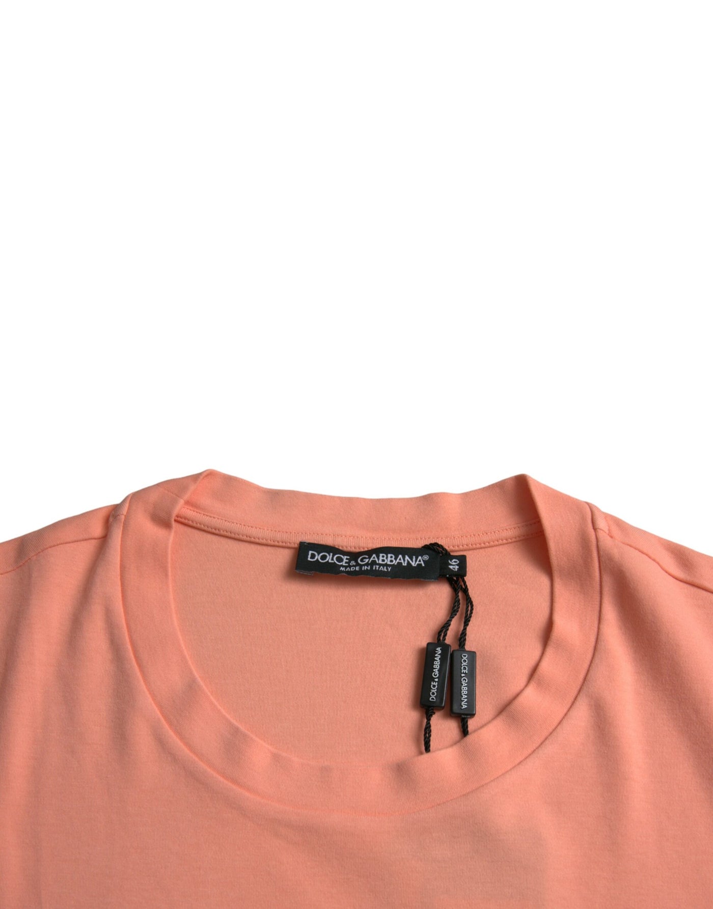 Dolce & Gabbana Korallenfarbenes Baumwoll-Logo-T-Shirt mit kurzen Ärmeln