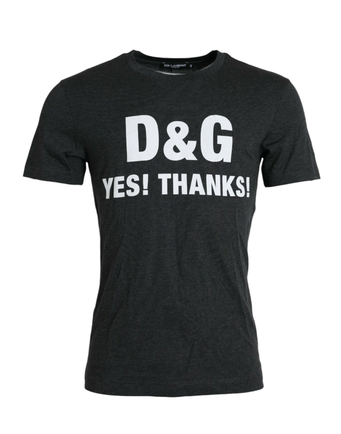 Dolce & Gabbana Graues Kurzarm-T-Shirt mit Logo-Druck und Rundhalsausschnitt