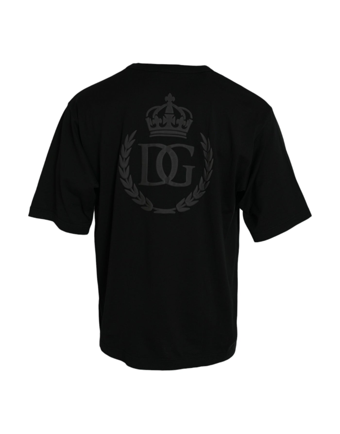 Dolce & Gabbana Schwarzes T-Shirt mit Rundhalsausschnitt und kurzen Ärmeln mit Logo-Prägung