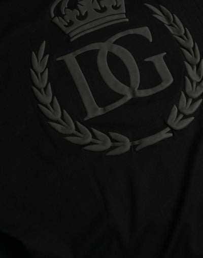 Dolce & Gabbana Schwarzes T-Shirt mit Rundhalsausschnitt und kurzen Ärmeln mit Logo-Prägung