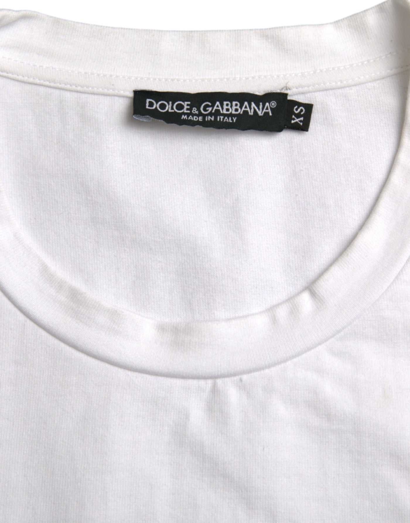 Dolce & Gabbana Weißes Amor Heart Baumwoll-Crewneck-T-Shirt mit kurzen Ärmeln