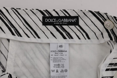 Dolce & Gabbana Weiß Schwarz Gestreifte Freizeitshorts