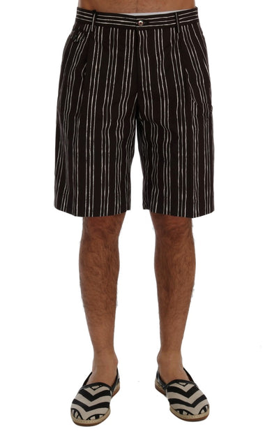 Dolce & Gabbana Bordeaux-Weiß gestreifte Hanf Casual Shorts