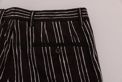 Dolce & Gabbana Bordeaux-Weiß gestreifte Hanf Casual Shorts