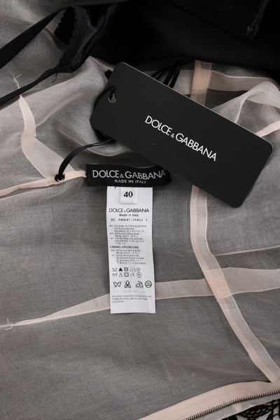 Dolce & Gabbana Schwarzes geblümtes langes Kleid aus Baumwollseide