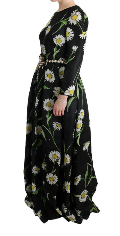 Dolce & Gabbana Langes Maxikleid mit Sonnenblumendruck aus Seide in Multicolor