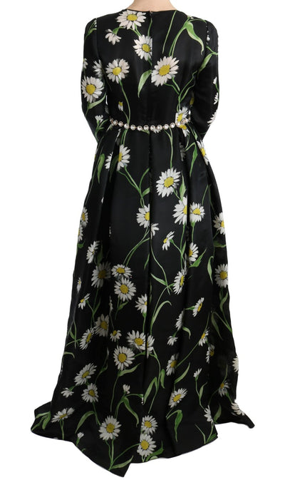 Dolce & Gabbana Langes Maxikleid mit Sonnenblumendruck aus Seide in Multicolor