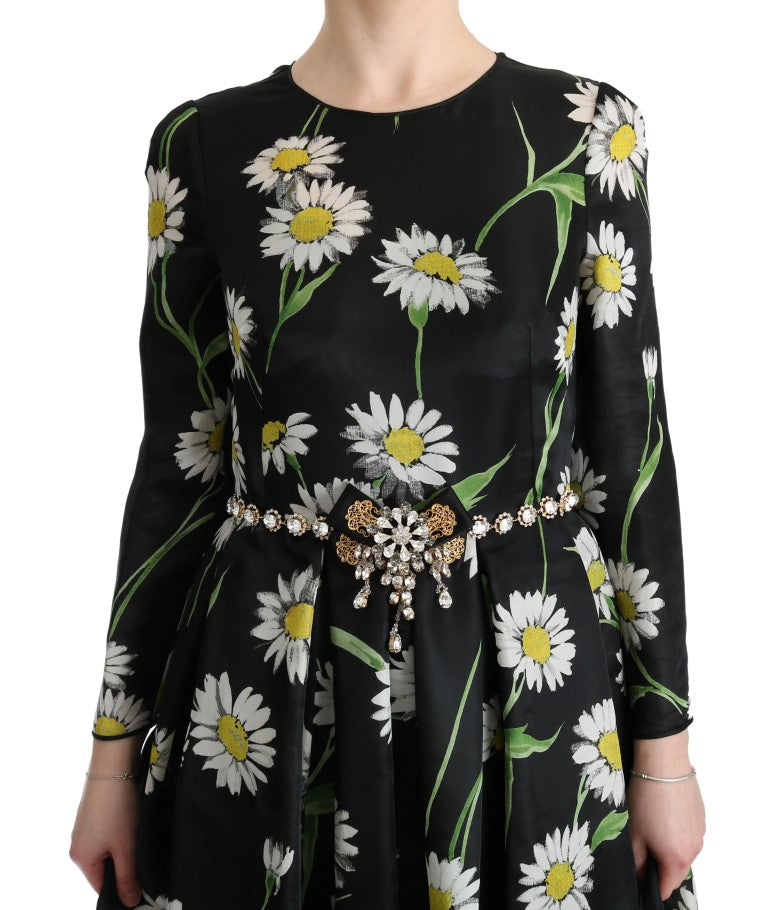 Dolce & Gabbana Langes Maxikleid mit Sonnenblumendruck aus Seide in Multicolor