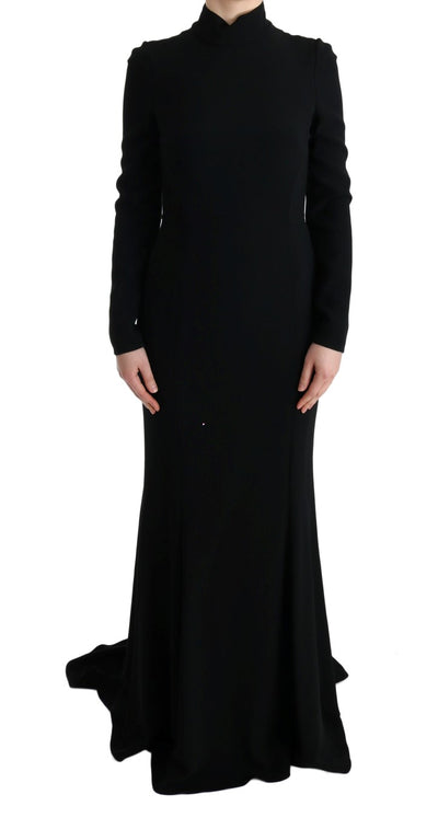 Dolce & Gabbana Schwarzes langes Stretch-Etuikleid