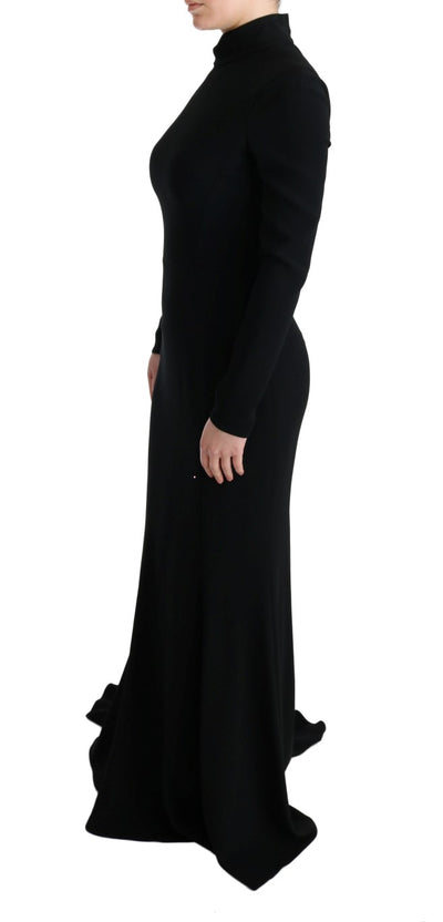 Dolce & Gabbana Schwarzes langes Stretch-Etuikleid
