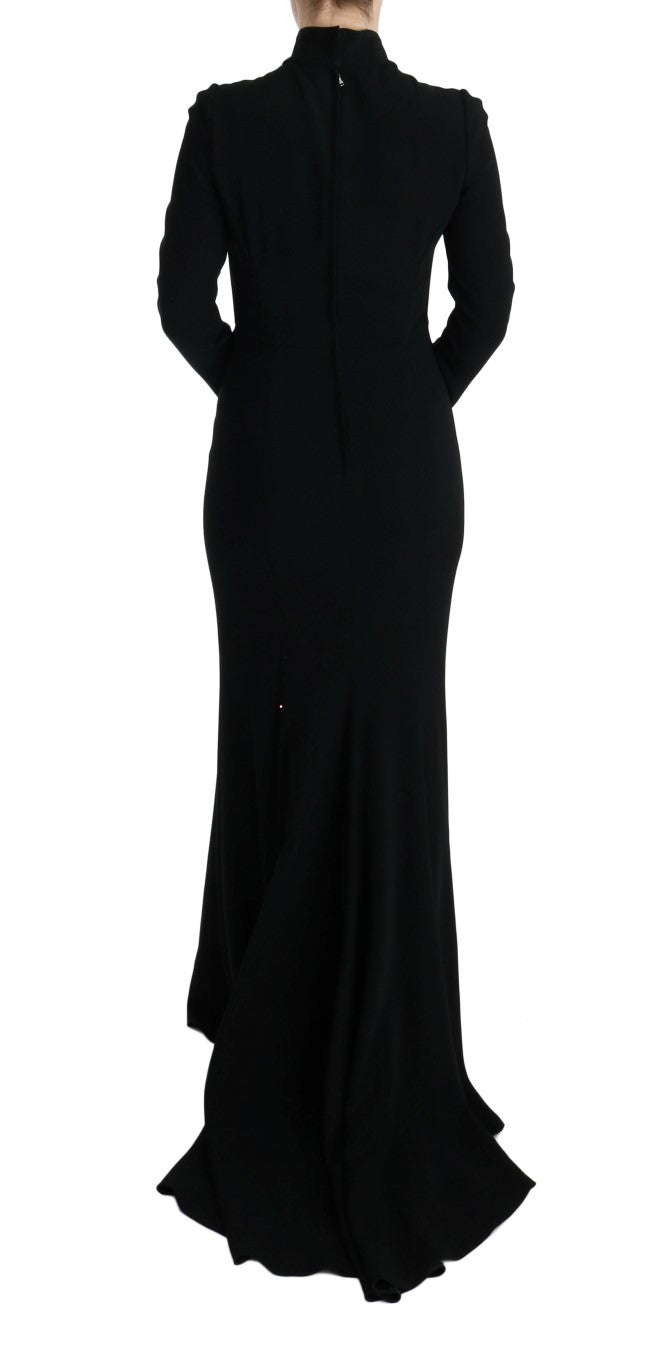 Dolce & Gabbana Schwarzes langes Stretch-Etuikleid