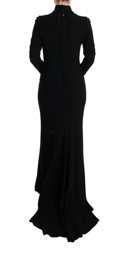 Dolce & Gabbana Schwarzes langes Stretch-Etuikleid