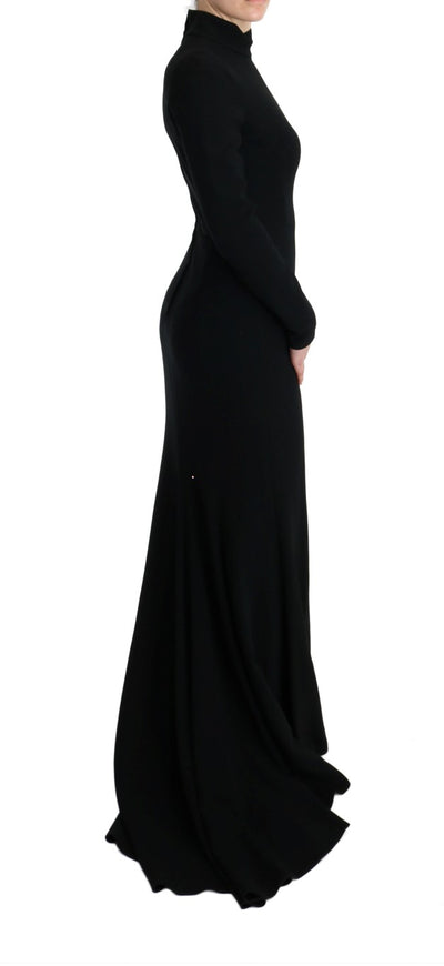 Dolce & Gabbana Schwarzes langes Stretch-Etuikleid