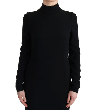 Dolce & Gabbana Schwarzes langes Stretch-Etuikleid