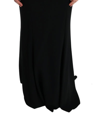 Dolce & Gabbana Schwarzes langes Stretch-Etuikleid