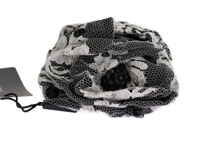 Dolce & Gabbana Schwarz Weiß Floral Spitze Kristall Haarspange