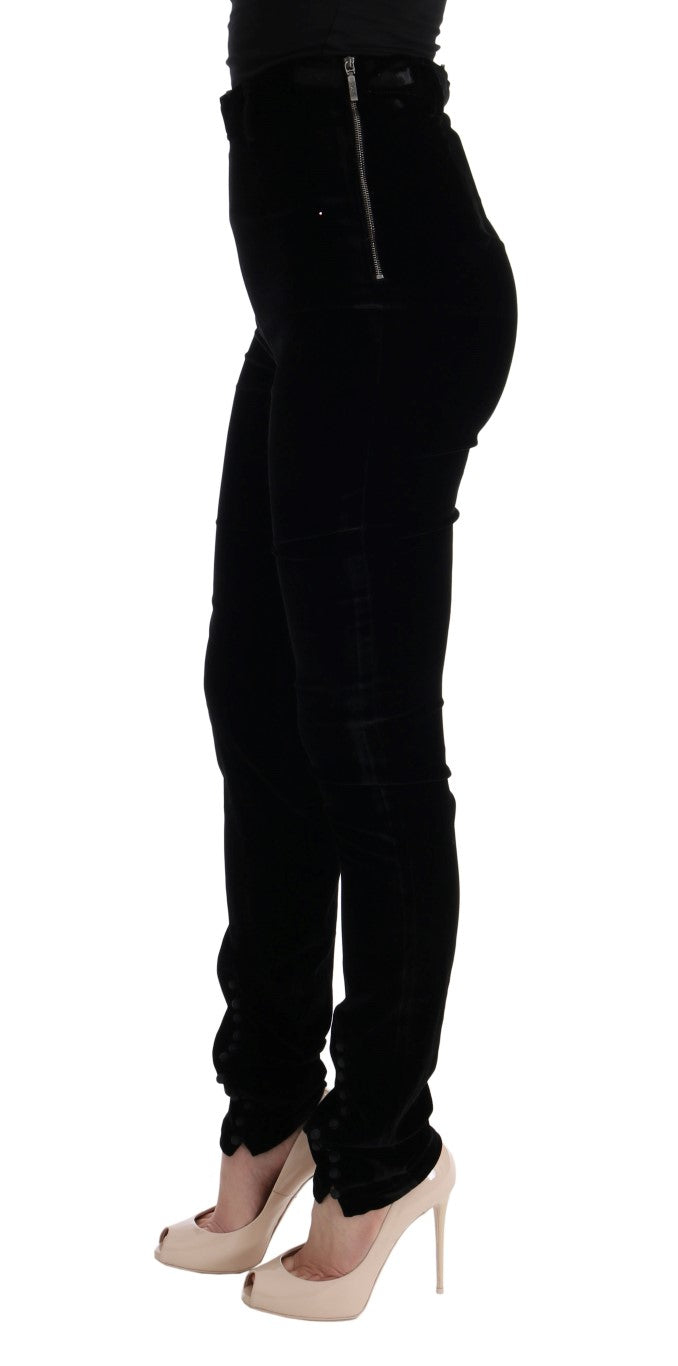 Ermanno Scervino Schwarze Slim Fit-Hose aus Samt