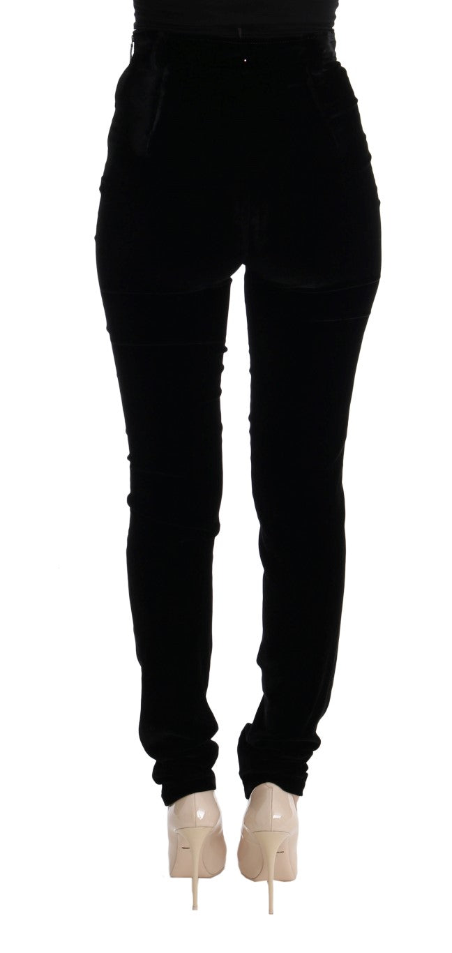 Ermanno Scervino Schwarze Slim Fit-Hose aus Samt