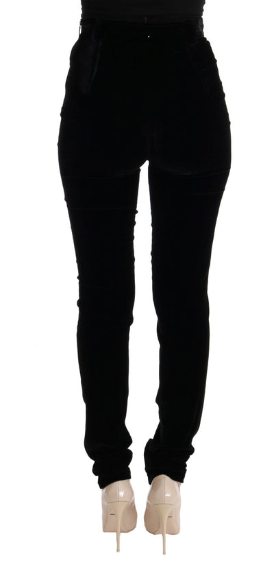 Ermanno Scervino Schwarze Slim Fit-Hose aus Samt