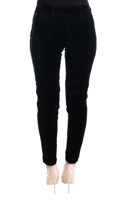 Ermanno Scervino Schwarze Cropped-Hose aus Viskosemischung und Samt