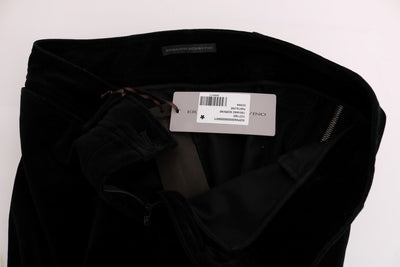 Ermanno Scervino Schwarze Cropped-Hose aus Viskosemischung und Samt