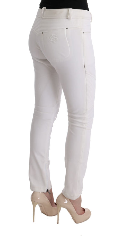 Ermanno Scervino Weiße Baumwolle Slim Fit Freizeithosen
