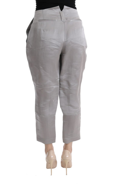 Ermanno Scervino Graue Seiden-Cropped-Lässig-Hose
