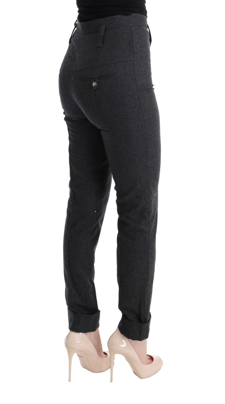 Ermanno Scervino Graue Schurwolle Skinny Freizeithose
