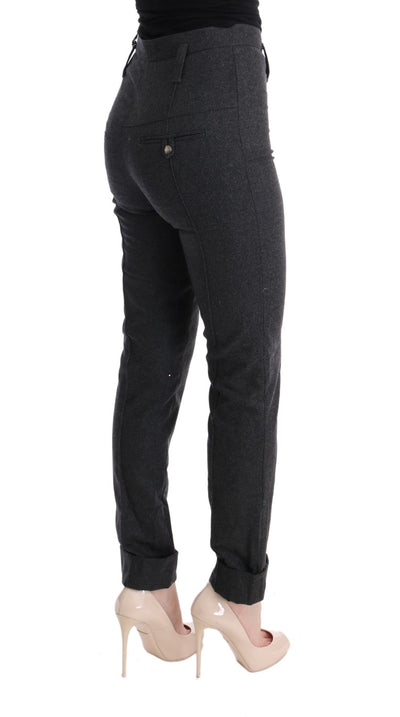 Ermanno Scervino Graue Schurwolle Skinny Freizeithose
