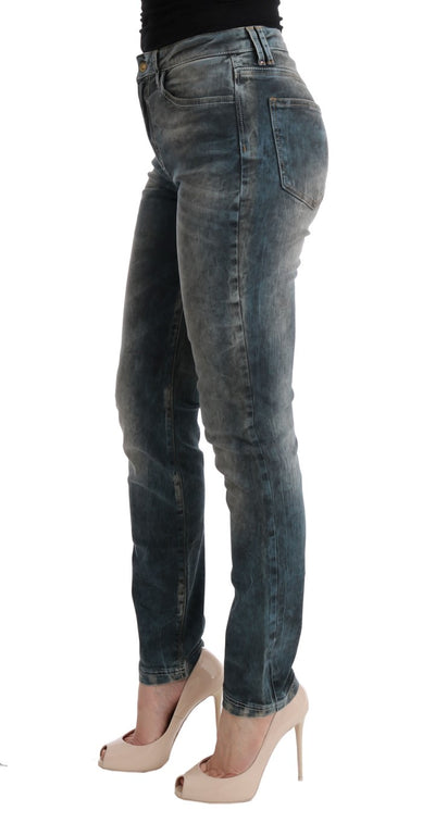 Cavalli Blaue Waschung Baumwollmischung Slim Fit Jeans