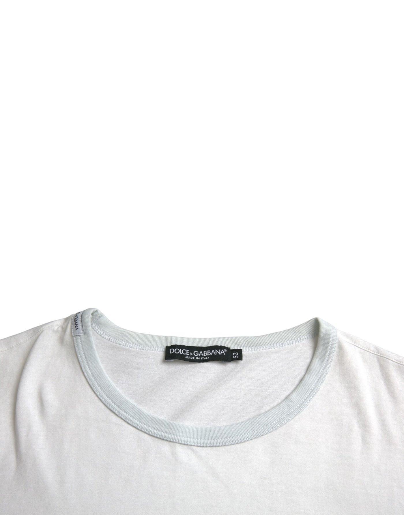 Dolce & Gabbana Weißes Baumwoll-T-Shirt mit Rundhalsausschnitt und kurzen Ärmeln
