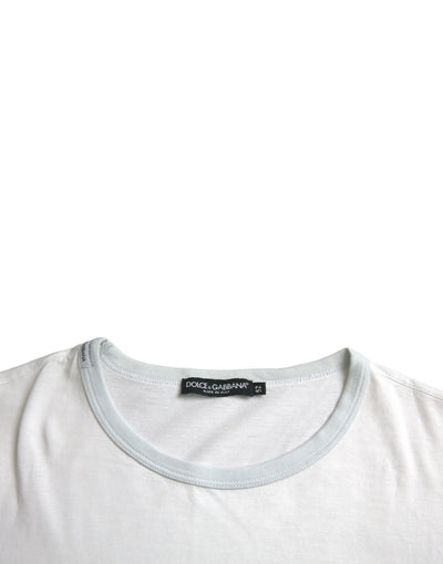 Dolce & Gabbana Weißes Baumwoll-T-Shirt mit Rundhalsausschnitt und kurzen Ärmeln