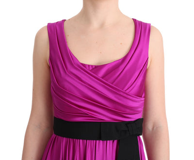 Dolce & Gabbana Langes rosa Seiden-Stretch-Shiftkleid