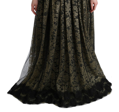 Dolce & Gabbana Schwarz-Gelbes Kristall-Spitzen-Shiftkleid