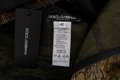 Dolce & Gabbana Schwarzes Seidenkleid mit braunen Fransen in A-Linie