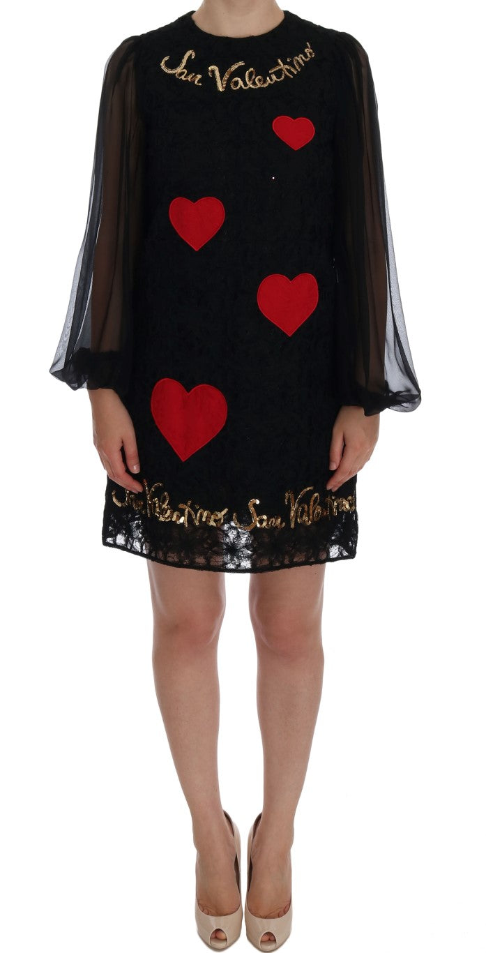 Dolce & Gabbana Schwarzes San Valentino Etuikleid mit Pailletten