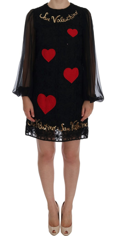 Dolce & Gabbana Schwarzes San Valentino Etuikleid mit Pailletten