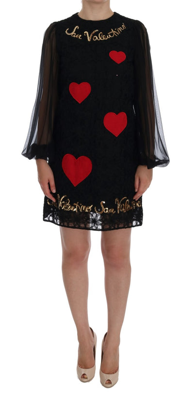 Dolce & Gabbana Schwarzes San Valentino Etuikleid mit Pailletten