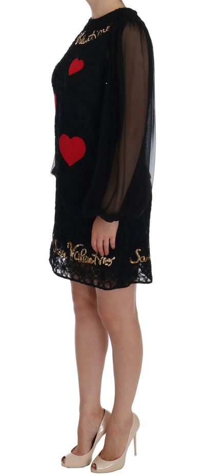 Dolce & Gabbana Schwarzes San Valentino Etuikleid mit Pailletten