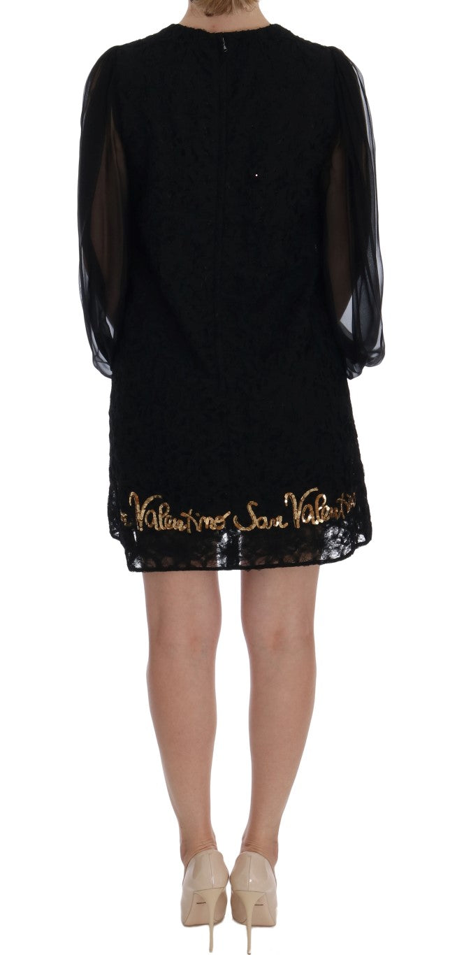 Dolce & Gabbana Schwarzes San Valentino Etuikleid mit Pailletten