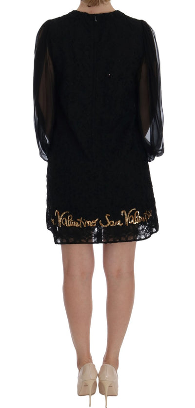 Dolce & Gabbana Schwarzes San Valentino Etuikleid mit Pailletten