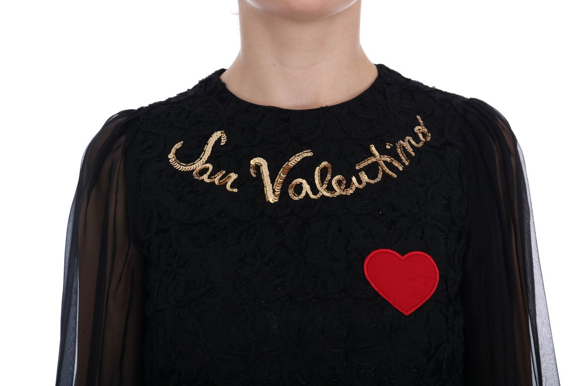 Dolce & Gabbana Schwarzes San Valentino Etuikleid mit Pailletten